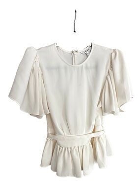 Express Cream Blouse with Round Neck